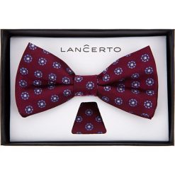 Mucha Bordowa w Kwiatki. Czerwone muszki męskie LANCERTO, na studniówkę, w kwiaty, z dzianiny, eleganckie. Za 79,90 zł.