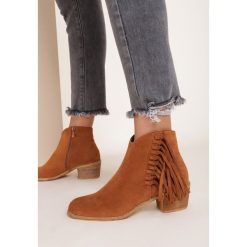 Camelowe Botki Nymsha. Brązowe botki damskie Renee, bez obcasa, na obcasie, bez zapięcia. Za 149,99 zł.