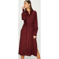 Answear - Sukienka Heritage. Szare długie sukienki marki ANSWEAR, na co dzień, l, z lyocellu, casualowe, z długim rękawem, proste. W wyprzedaży za 179,90 zł.