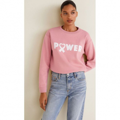 Mango - Bluza Fero. Szare bluzy z nadrukiem damskie Mango, l, z bawełny, bez kaptura. Za 119,90 zł.
