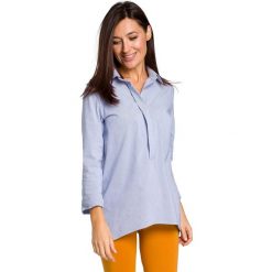 Tunika w paseczki - niebieska. Niebieskie tuniki damskie Style, s, bez wzorów, z elastanu, bez kołnierzyka, bez rękawów. W wyprzedaży za 149,00 zł.