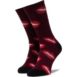 Skarpety Wysokie Unisex HUF - Kisses Sock SK00463 r.OS Raisin. Czerwone skarpetki damskie HUF, bez wzorów, z bawełny. Za 69,00 zł.