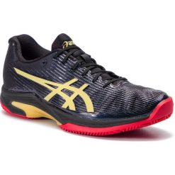 Buty ASICS - Solution Speed FF L.E Clay 1041A055 Black/Rich Gold 001. Czarne buty sportowe męskie Asics, z tworzywa sztucznego, bez zapięcia, tenisowe. Za 649,00 zł.