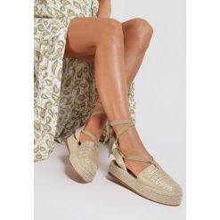 Złote Espadryle Nadarea. Żółte espadryle damskie Renee, bez wzorów, bez obcasa. Za 99,99 zł.