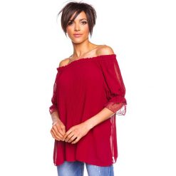 Koszulka "Eliane" w kolorze bordowym. Czerwone koszulki damskie Glamour Paris, s, bez wzorów, bez kołnierzyka, bez rękawów. W wyprzedaży za 109,95 zł.