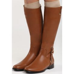 Buty zimowe damskie: Brązowe Kozaki Hemline