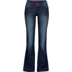 Dżinsy BOOTCUT bonprix ciemny denim "washed". Niebieskie jeansy damskie bonprix. Za 44,99 zł.