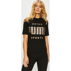 Puma - Top. Czarne topy damskie Puma, l, z nadrukiem, z bawełny. Za 159,90 zł.