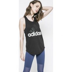 Adidas Performance - Top. Szare topy sportowe damskie marki adidas Performance, s, z nadrukiem, z bawełny, z okrągłym kołnierzem. W wyprzedaży za 89,90 zł.
