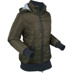 Kurtka pikowana outdoorowa, z drukowaną podszewką bonprix ciemnooliwkowo-czarny. Zielone kurtki damskie bonprix, s, bez wzorów. Za 219,99 zł.