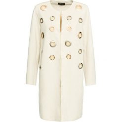 Płaszcz ze sztucznej skóry welurowej, długi rękaw bonprix kremowy. Białe płaszcze damskie bonprix, z haftami, ze skóry, eleganckie, długie. Za 199,99 zł.