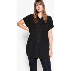 T-shirty damskie: T-shirt w kształcie koszuli z dwóch rodzajów materiału