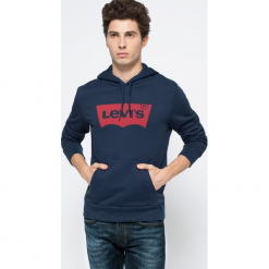 Levi's - Bluza. Szare bejsbolówki męskie Levi's®, l, z nadrukiem, z bawełny, z kapturem. W wyprzedaży za 219,90 zł.