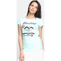 Bluzki damskie: Miętowy T-shirt From Love