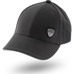 CZAPKA Z DASZKIEM EA7 EMPORIO ARMANI. Czarne czapki męskie z aplikacjami, z materiału. Za 279,00 zł.