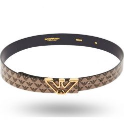 PASEK Emporio Armani. Czarne paski damskie Emporio Armani, w paski, ze skóry ekologicznej. Za 629,00 zł.
