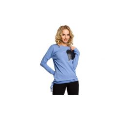 Bluzki Moe M048 Bluza ze skórzanym sercem - niebieska. Niebieskie bluzki damskie Moe, s, bez wzorów, bez rękawów, bez kaptura. Za 85,00 zł.