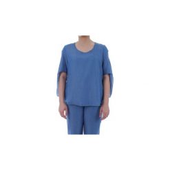 Bluzki Marina Rinaldi 51121090. Niebieskie bluzki damskie Marina Rinaldi, bez wzorów, marine, bez kołnierzyka, bez rękawów. Za 285,90 zł.