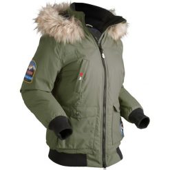 Kurtka outdoorowa z kapturem bonprix oliwkowo-czarny. Czarne kurtki damskie bonprix, s, z haftami. Za 269,99 zł.