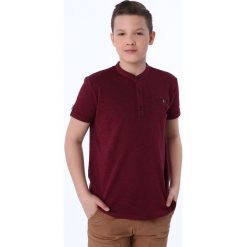 Koszulka chłopięca zapinana na guziki bordowa NDZ8417. Czerwone t-shirty chłopięce Fasardi, bez wzorów, bez rękawów. Za 49,00 zł.