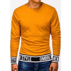 Bluza męska bez kaptura z nadrukiem B930 - żółta. Żółte bluzy męskie Ombre Clothing, s, z nadrukiem, z bawełny, klasyczne, z kapturem, bez rękawów, bez kaptura. Za 39,00 zł.