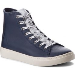 Sneakersy TOMMY JEANS - Light Leather Mid EM0EM00104 Black Iris 431. Niebieskie sneakersy męskie Tommy Jeans, na co dzień, bez wzorów, z jeansu, klasyczne, bez zapięcia. W wyprzedaży za 279,00 zł.