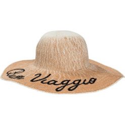 Kapelusz słomkowy bonprix beżowo-czarny. Brązowe kapelusze damskie marki bonprix, na lato, z napisami. Za 34,99 zł.