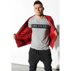 T-shirt Edward Orlovski "Box" Grey. Szare t-shirty męskie Edward Orlovski, l, bez wzorów, z elastanu, eleganckie, z włoskim kołnierzykiem. Za 49,00 zł.