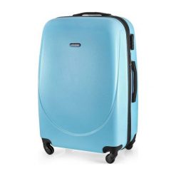 Walizka podróżna twarda średnia STL856 błękitny. Niebieskie walizki Solier Luggage, bez wzorów, z gumy. Za 159,00 zł.