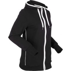 Bluza rozpinana, długi rękaw bonprix czarno-biały. Czarne bluzy damskie marki bonprix, bez wzorów, z długim rękawem, długie, bez kaptura. Za 89,99 zł.
