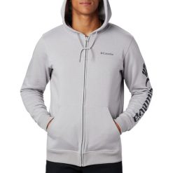 Columbia Logo Fleece FZ Hoodie 1889161039. Szare bluzy męskie Columbia, s, bez wzorów, bez kołnierzyka, bez rękawów, bez kaptura. W wyprzedaży za 229,99 zł.