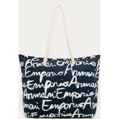 Emporio Armani - Torebka. Białe torebki klasyczne damskie Emporio Armani, w paski, z bawełny, na ramię, duże, bez dodatków. Za 549,90 zł.