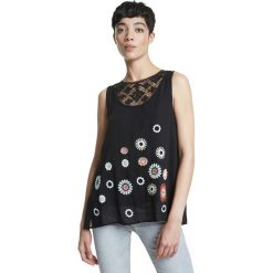 Desigual Tebas Top Czarny. Czarne podkoszulki damskie Desigual, xl, z nadrukiem, z bawełny. Za 262,95 zł.