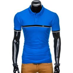 KOSZULKA MĘSKA POLO BEZ NADRUKU S881 - NIEBIESKA. Niebieskie koszulki polo męskie Ombre Clothing, s, z nadrukiem, bez rękawów. Za 29,00 zł.