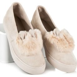Trampki damskie slip on: Slip Ony Z Uszkami BELLA BUNY beżowe