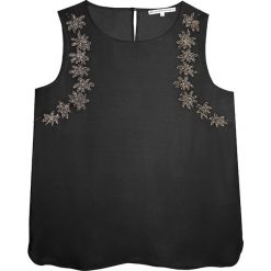 Top "Juno" w kolorze czarnym. Czarne bluzki damskie Ateliers de la maille Paris, z haftami, z jedwabiu, z okrągłym kołnierzem. W wyprzedaży za 214,95 zł.