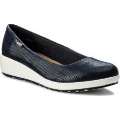 Półbuty CLARA BARSON - W16SS096-2 Granatowy. Niebieskie creepersy damskie Clara Barson, z materiału, na obcasie. Za 79,99 zł.