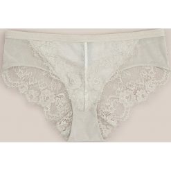 Majtki hipster z koronką - Beżowy. Brązowe majtki damskie Reserved, s, z koronki. Za 29,99 zł.
