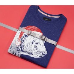 T-shirt z motywem świątecznym - Granatowy. Niebieskie t-shirty męskie Reserved, xl, bez wzorów, wizytowe, bez kołnierzyka. W wyprzedaży za 19,99 zł.