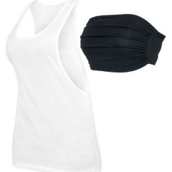 Black Premium by EMP Ladies Loose Tank Incl. Bandeau Top damski biały/czarny. Czarne bluzki damskie marki Black Premium by EMP, l, w koronkowe wzory, z koronki, bez kołnierzyka, bez rękawów. Za 62,90 zł.