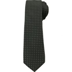 Elegancki Krawat Męski w Biały Rzucik - 6 cm - Angelo di Monti, Czarny KRADM1357. Czarne krawaty męskie Angelo di Monti, bez wzorów, eleganckie. Za 25,00 zł.