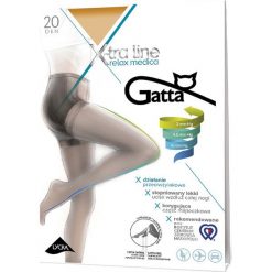 Gatta - Rajstopy X-tra Line Relax Medica 20 DEN. Żółte rajstopy damskie Gatta, bez wzorów. Za 25,90 zł.