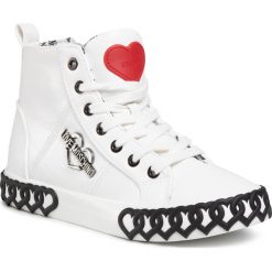 Trampki LOVE MOSCHINO - JA15263G0AJA0100 Bian. Białe półbuty damskie Love Moschino, bez wzorów, z gumy, bez zapięcia. W wyprzedaży za 829,00 zł.