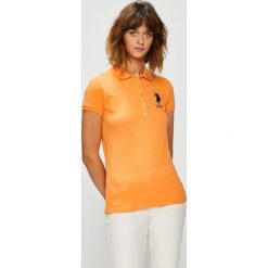 U.S. Polo - Top. Pomarańczowe bluzki damskie marki U.S. Polo, s, z elastanu, polo. W wyprzedaży za 119,90 zł.