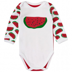 Garnamama Body Dziecięce Z Arbuzami 80 Czerwone. Niebieskie body niemowlęce marki Garnamama, z napisami, z bawełny. Za 33,00 zł.