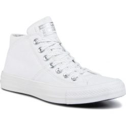 Trampki CONVERSE - Ctas Madison Mid 565229C White/White/Silver. Białe półbuty damskie Converse, bez wzorów, z gumy, bez obcasa, na płaskiej podeszwie, bez zapięcia. W wyprzedaży za 199,00 zł.