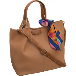 Torebka damska shopper bag brązowa David Jones CM5623 - brązowy. Pomarańczowe torby damskie na zakupy David Jones, w paski, ze skóry ekologicznej, duże, bez dodatków. Za 89,99 zł.