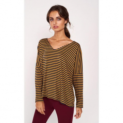 Koszulka w kolorze żółto-granatowym ze wzorem. Żółte t-shirty damskie marki Dioxide, s, w paski, z długim rękawem. W wyprzedaży za 79,95 zł.