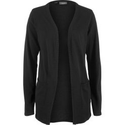 Sweter bez zapięcia oversize, z bawełny z recyclingu bonprix czarny. Czarne swetry damskie marki bonprix, bez wzorów, z bawełny, bez rękawów, bez kaptura. Za 49,99 zł.