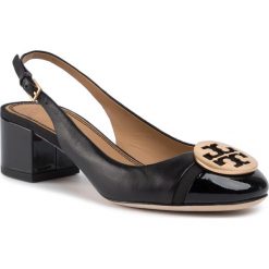 Sandały TORY BURCH - Minnie 55Mm Cap-Toe Slingback 61752 Perfect Black/Perfect Black 04. Czarne klapki damskie Tory Burch, bez wzorów, ze skóry, bez obcasa, na obcasie. Za 1269,00 zł.